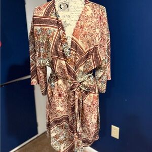 Floral Patterned Kimono Duster with tie